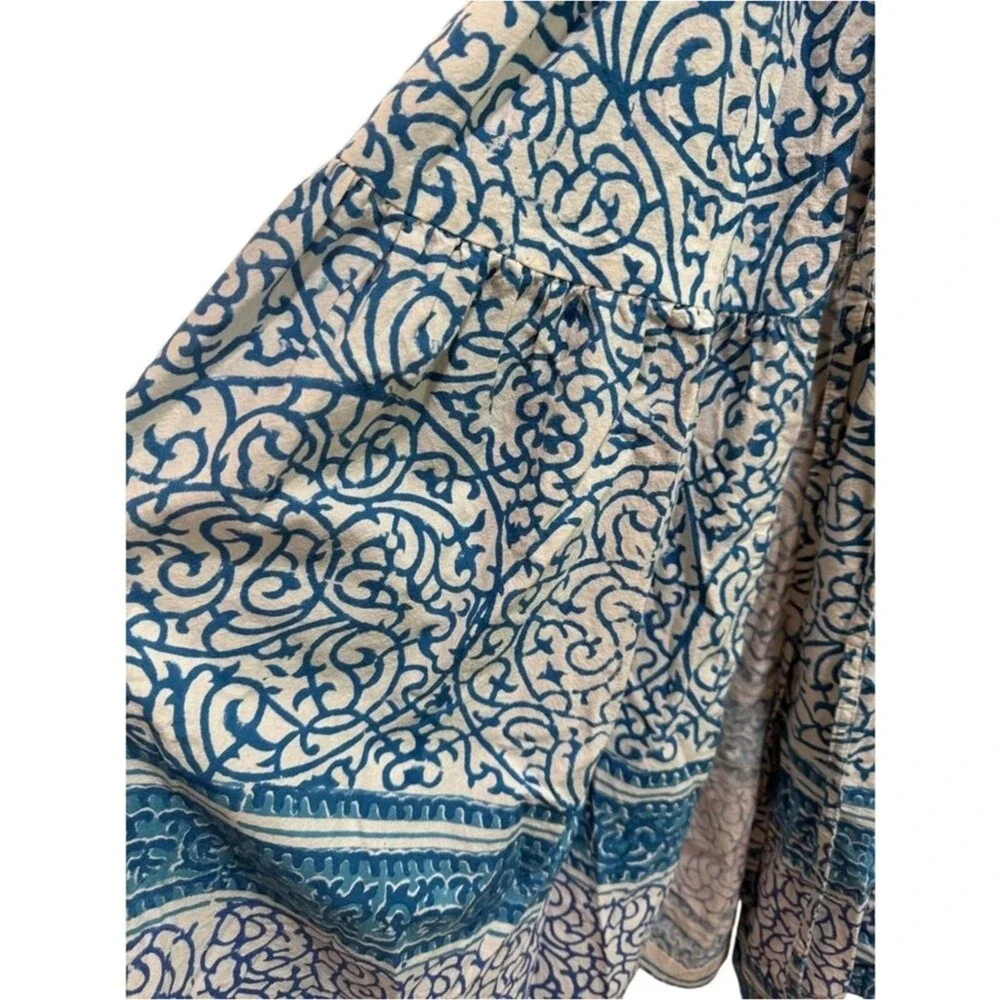 John & Mickie blue and white Print Cotton Maxi Wrap Dress Size 2 - Picture 6 of 14